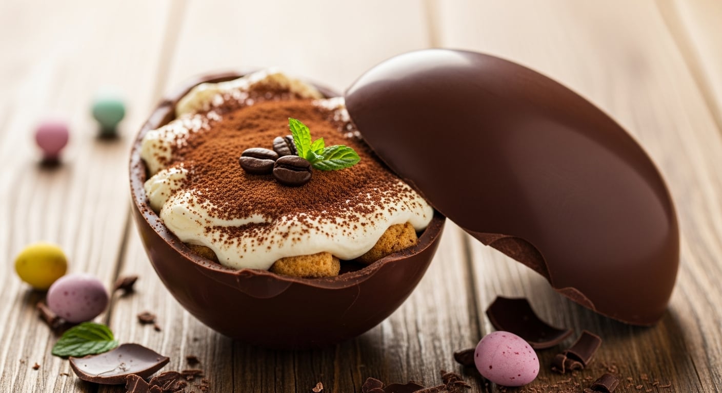 El tiramisú se convierte en uno de los rellenos favoritos de los huevos de Pascua, destacando por su textura sedosa y aroma a café (Imagen Ilustrativa Infobae)