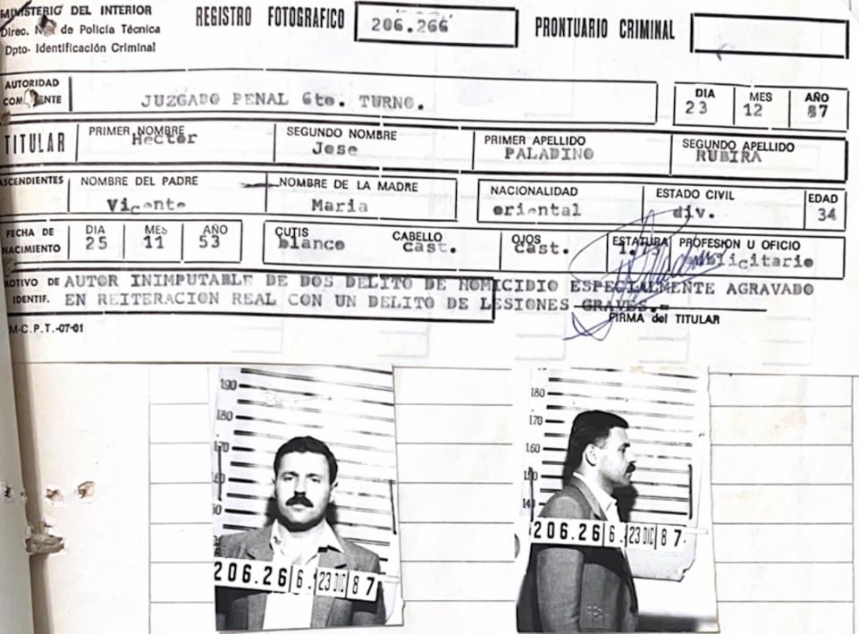 Héctor Paladino fue declarado inimputable tras dos homicidios especialmente agravados
