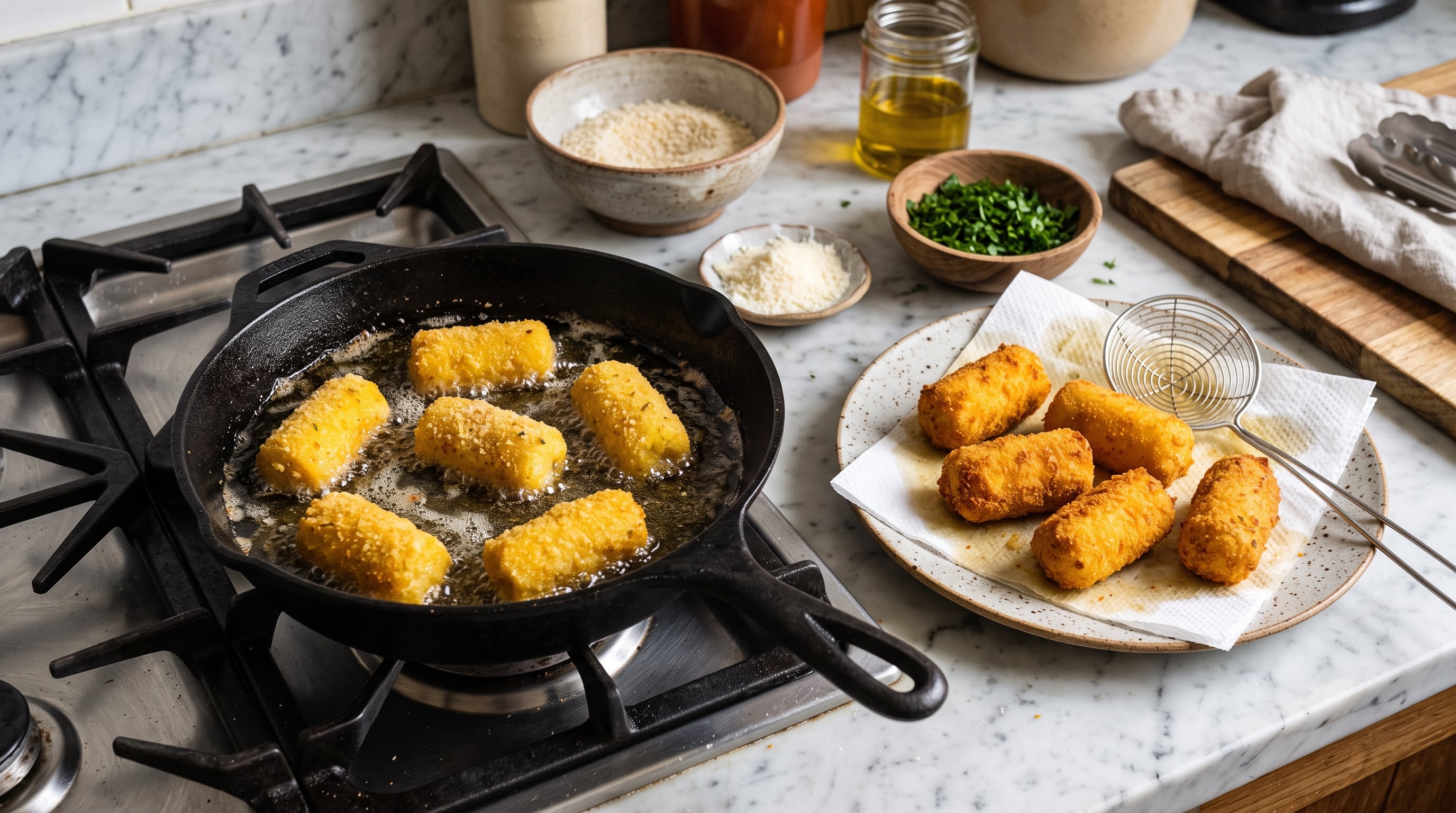 La receta de croquetas de papas con jamón y queso requiere 40 minutos en total, con 20 minutos de preparación y 20 de cocción (Imagen Ilustrativa Infobae)