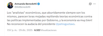 Armando Benedetti criticó a los