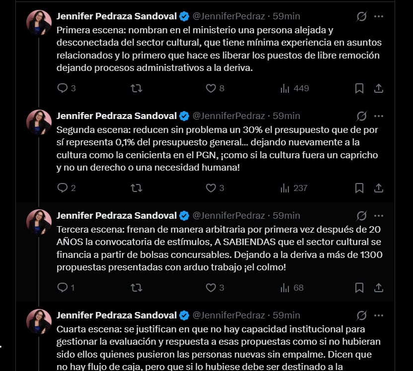 La cancelación del Programa Nacional de Estímulos 2026 dejó sin evaluación a 1.308 propuestas habilitadas en las modalidades de Premios Nacionales y Reconocimientos- crédito X