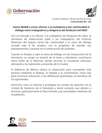 Comunicado de gobernación.
