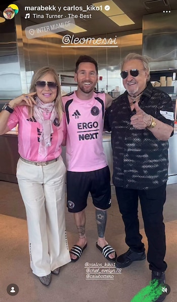 Becky Palacios, esposa de Villagrán, fue testigo y registró cada detalle de este emotivo encuentro histórico con Lionel Messi. (Crédito especial: Instagram/ @marabekk)