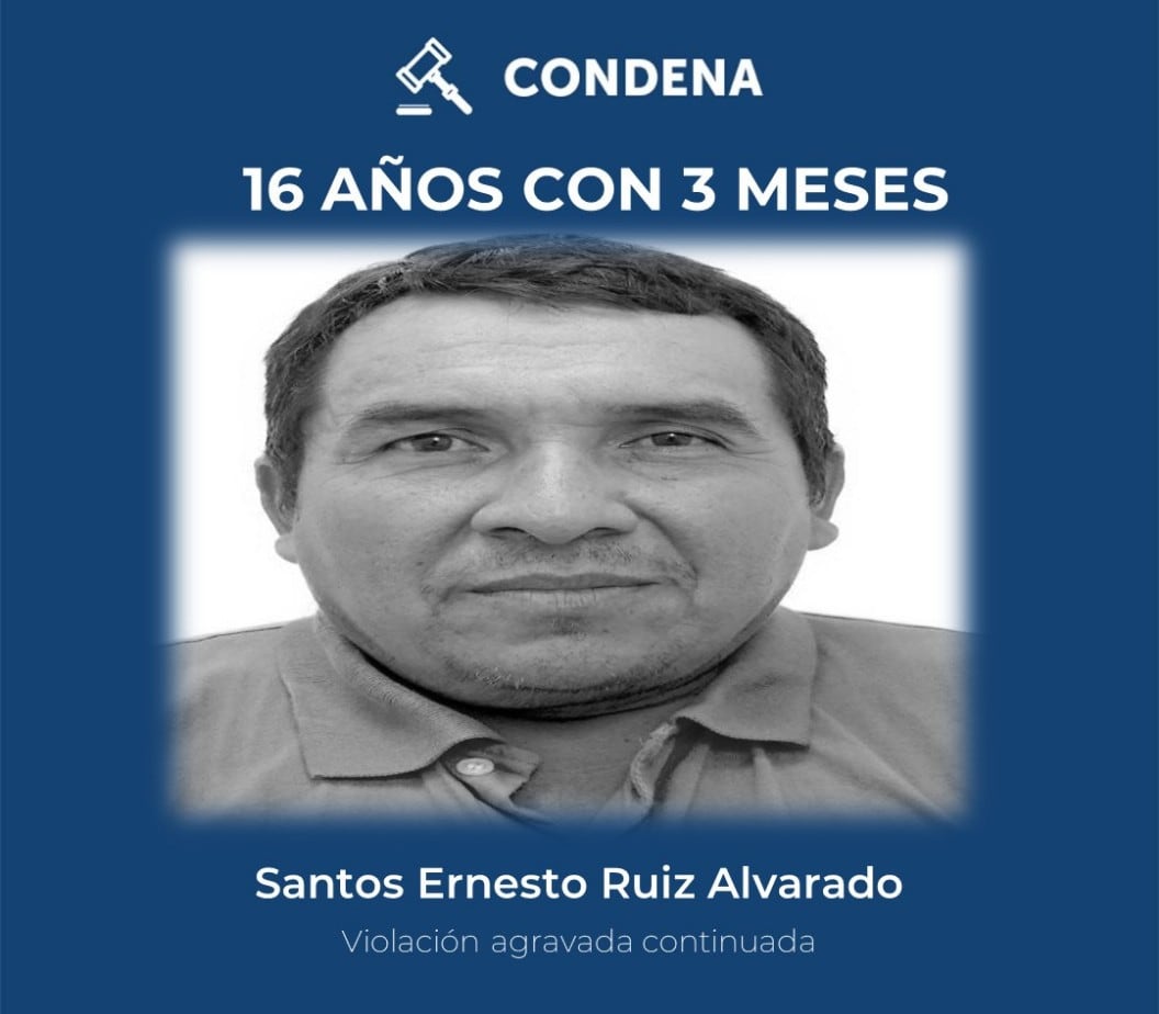 El Juzgado de Sentencia de Sensuntepeque castigó a Santos Ernesto Ruiz Alvarado por agresiones contra una adolescente en Cabañas./ (Fiscalía General de la República)