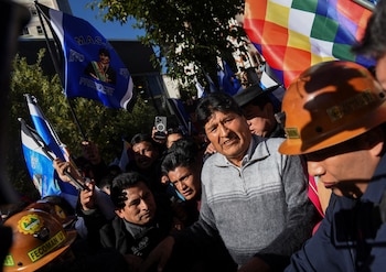 Evo Morales llegando al Tribunal