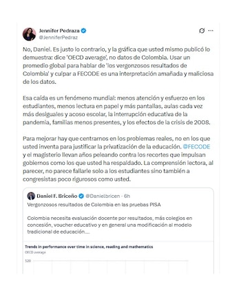 Jennifer Pedraza pidió rigurosidad en el análisis de las pruebas Pisa