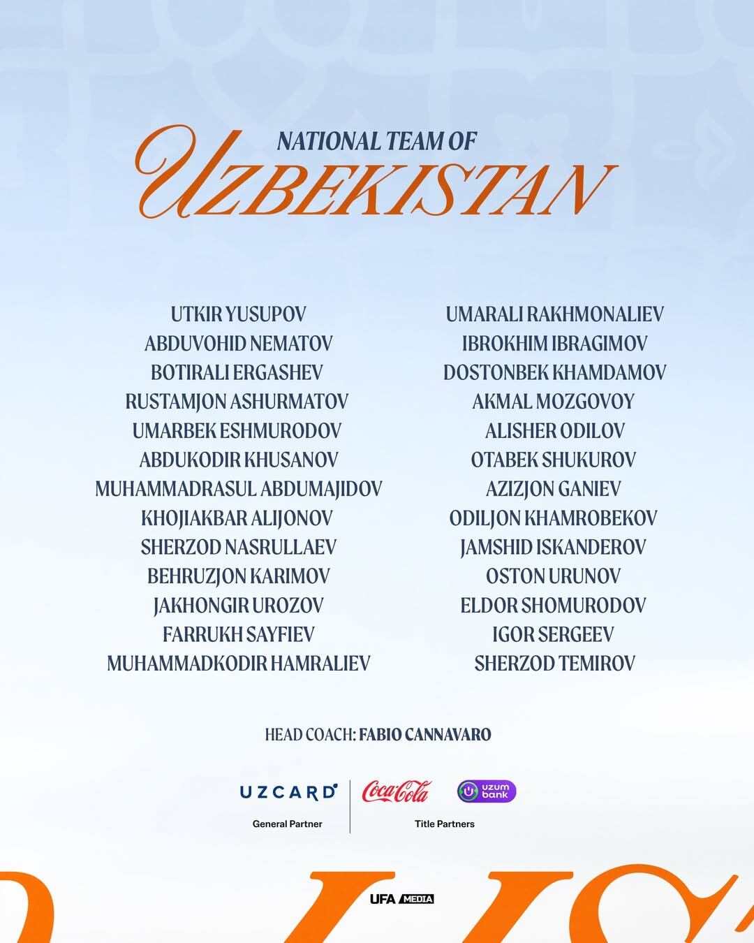 El cuadro dirigido por el excampeón del mundo Fabio Cannavaro contará con la presencia del defensor, pilar en el Manchester City de Pep Guardiola-crédito @UFA/Instagram