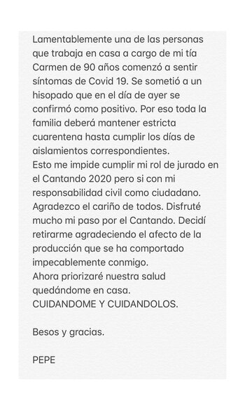 El comunicado de Pepe Cibrián