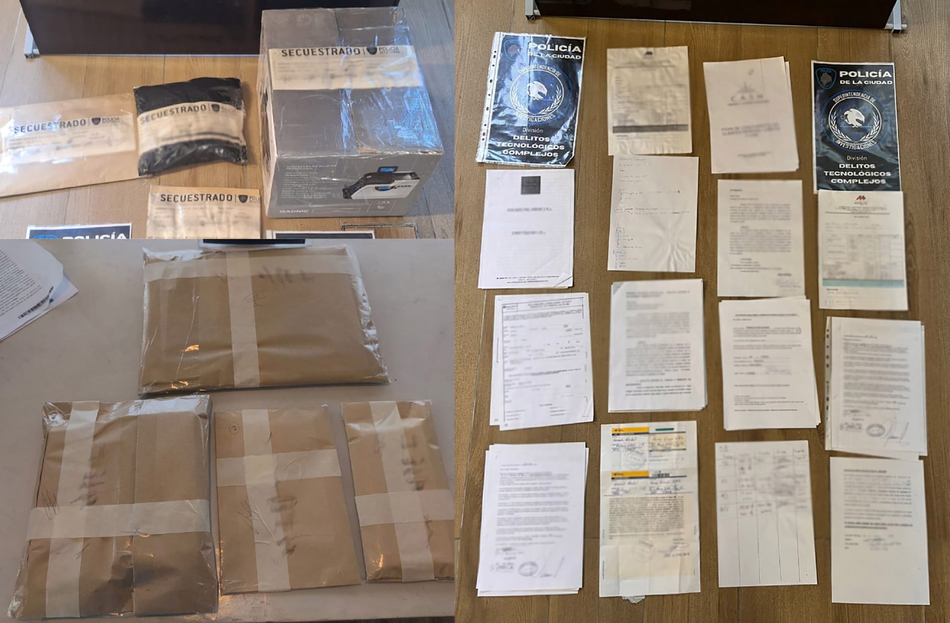Parte de la documentación secuestrada durante los 21 allanamientos.