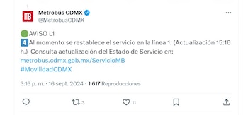 Servicio del Metrobús hoy 16