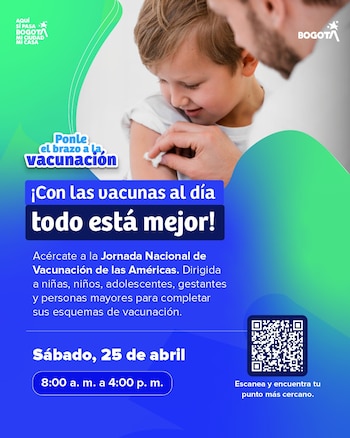 Bogotá realiza este sábado 25 de abril la jornada masiva de vacunación con más de 200 puntos habilitados en toda la ciudad para reforzar la inmunización contra la influenza y otras enfermedades prevenibles - crédito Secretaria de Salud