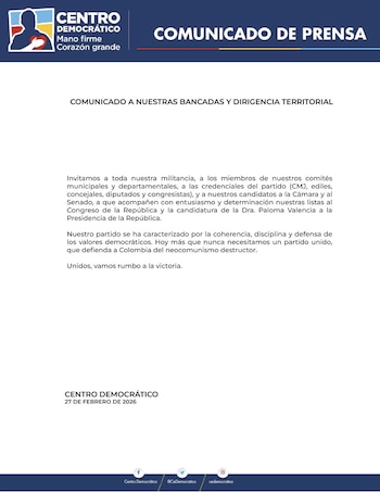 El partido emitió un comunicado