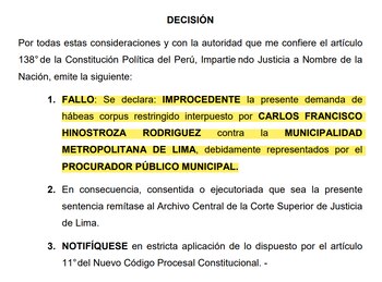 Rechazan demanda contra "intangibilidad" del