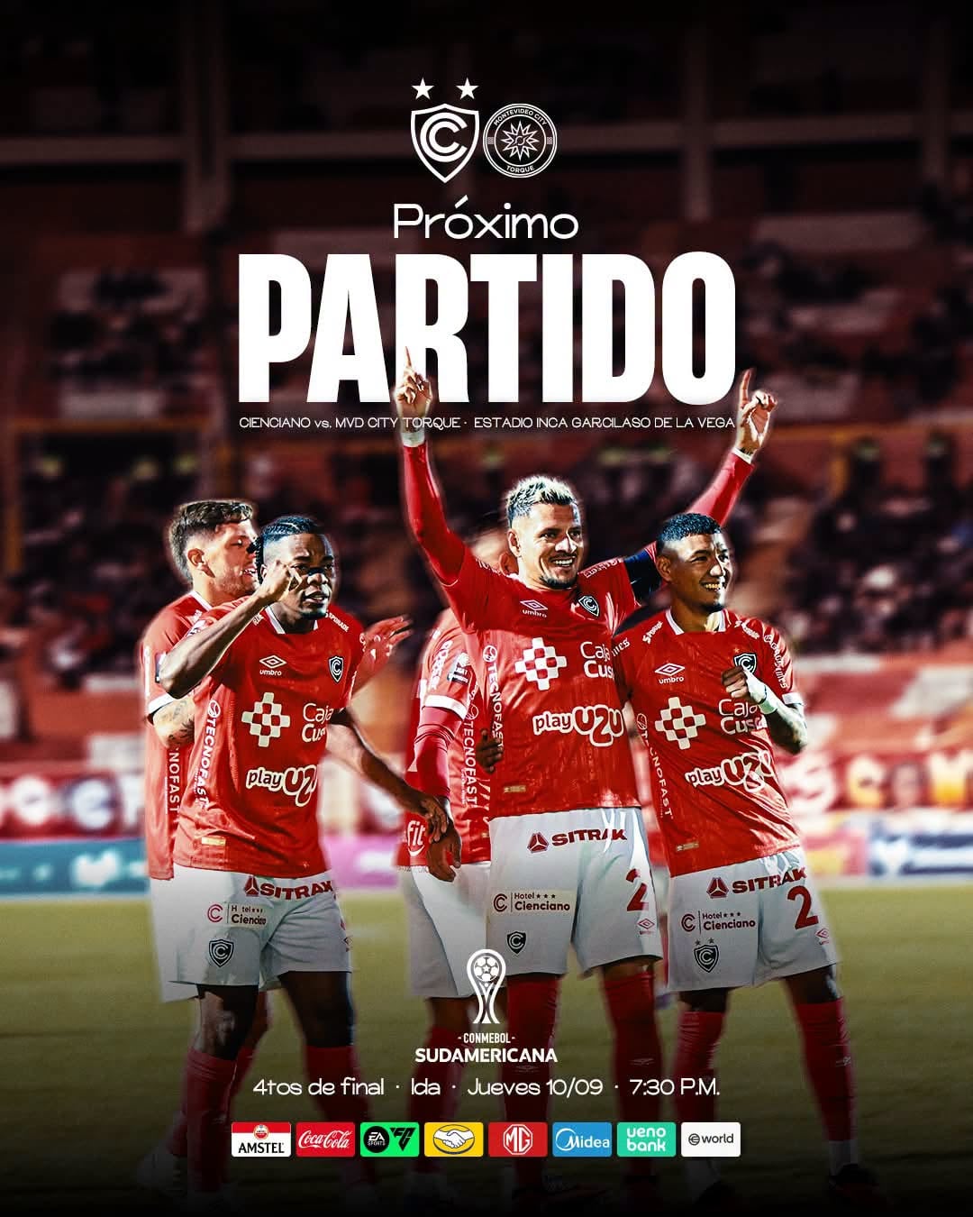 Cienciano recibe a Montevideo City Torque por la ida de cuartos de final de la Copa Sudamericana 2026. Crédito: Cienciano