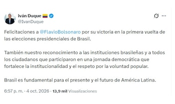 Iván Duque, expresidente de Colombia, dijo que Brasil es fundamental para América Latina - crédito @IvanDuque/X