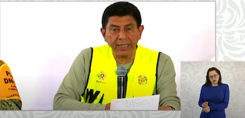 El gobernador de Oaxaca, Salomón Jara, durante un enlace en 'La Mañanera' (Captura de pantalla: Gobierno de México)