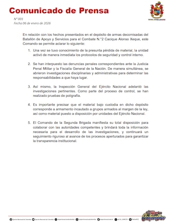 El Ejército Nacional ha presentado