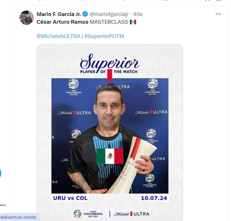 Los mejores memes que dejó el arbitraje de César Arturo Ramos en la semifinal Uruguay vs Colombia de la Copa América (Captura redes X)