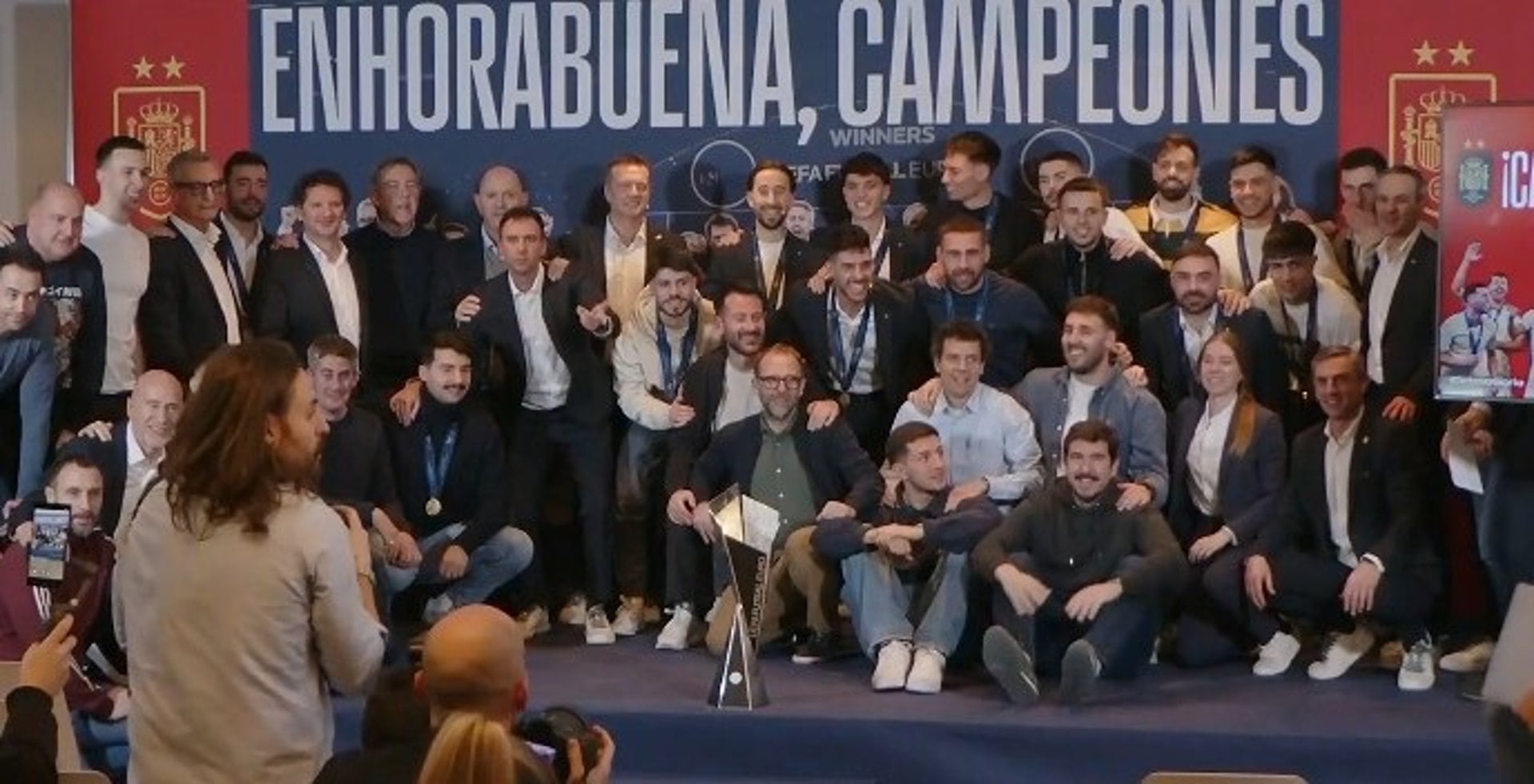 Los campeones de Europa de fútbol sala, homenajeados en Madrid: «No tenemos techo»
