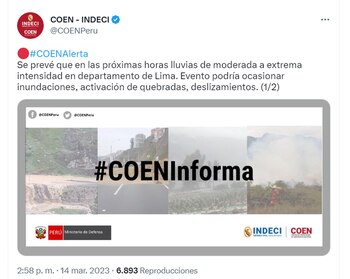 Lluvias en Lima: COEN advierte