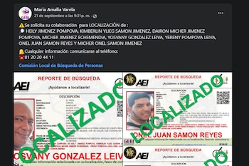 El Grupo Especializado de Búsqueda Inmediata confirmó la localización de las ocho personas
(Facebook/mariaamalia.varelagovea)