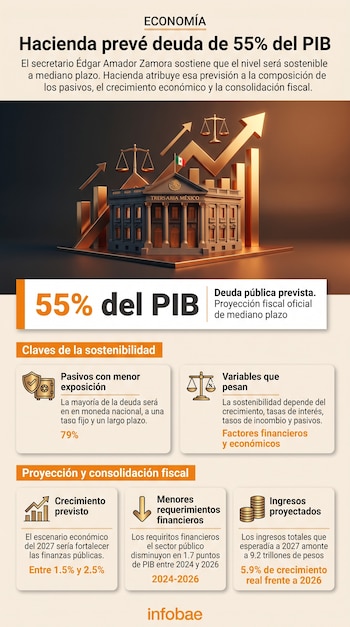 Hacienda prevé que la deuda pública alcance 55% del PIB.