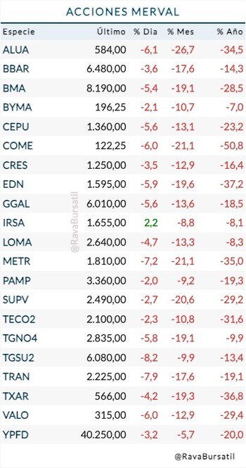 Fuente: Rava Bursátil-precios en pesos.