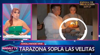 Magaly cuestiona posible embarazo de Karla Tarazona por su relación con Christian Domínguez. Captura: Magaly TV La Firme.