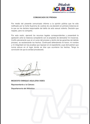 Modesto Aguilera anunció mediante un