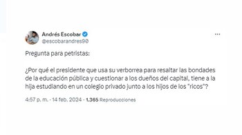 El concejal Andrés Escobar desata controversia al cuestionar la educación de Antonella, la hija del presidente Petro - crédito @escobarandres90/X
