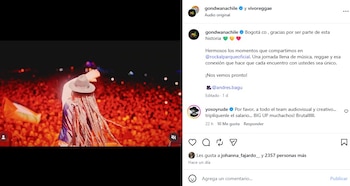La agrupación chilena de reggae Gondwana agradeció la respuesta del público tras su concierto en el escenario bogotano - crédito @gondwanachile/Instagram