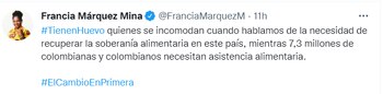 Trino de Francia Márquez sobre