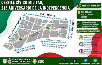 Los contingentes militares recorrerán las calles del Centro Histórico y Paseo de la Reforma como parte de la conmemoración del 216 aniversario del inicio de la Independencia de México. (Crédito: X | @OVIALCDMX)