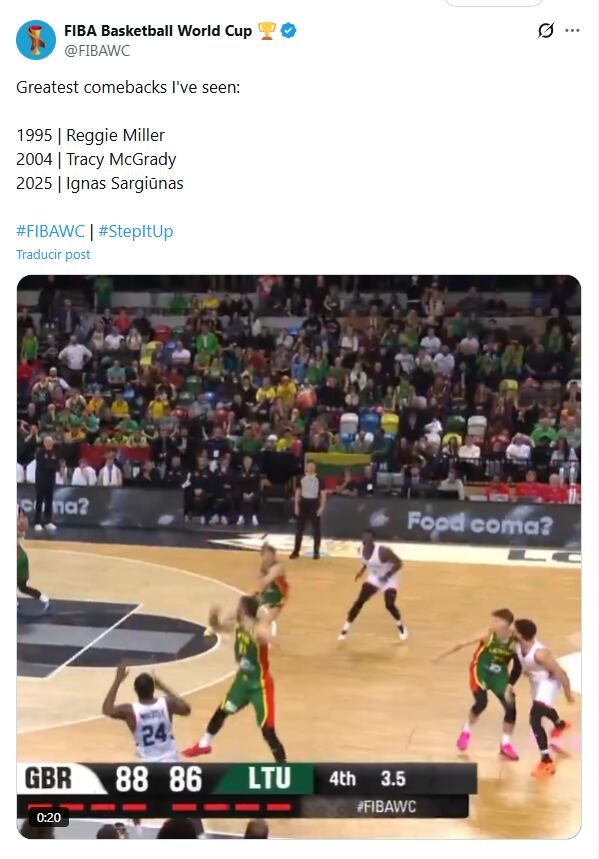 La locura de Sargiūnas fue comparada con las hazañas de Reggie Miller y Tracy McGrady