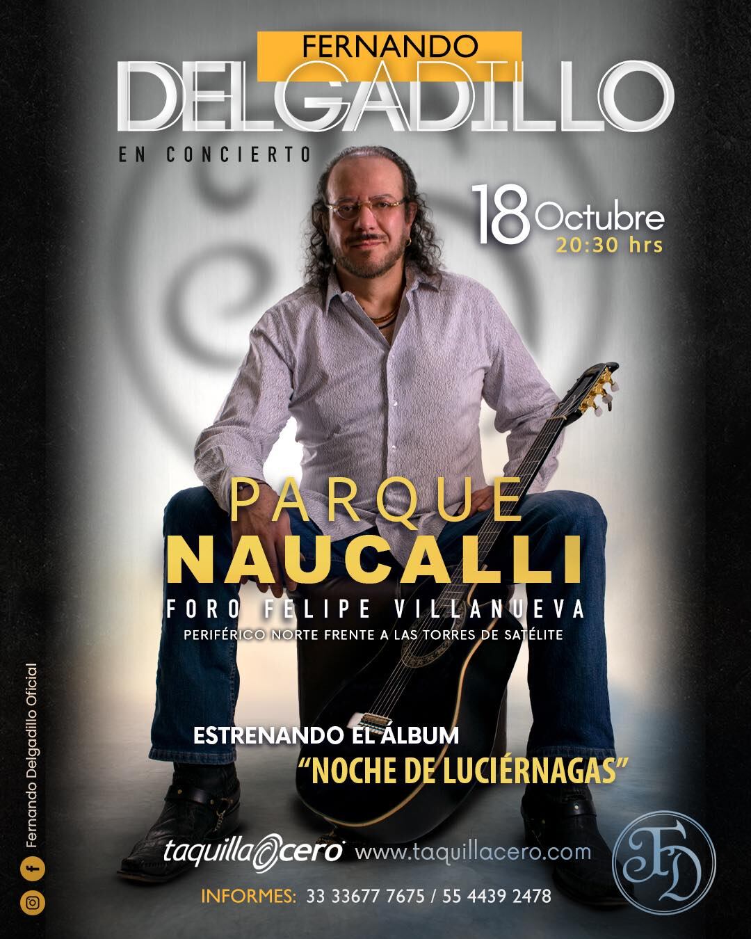 El concierto programado de Fernando Delgadillo será el 18 de octubre. Foto: Facebook/Fernando Delgadillo Oficial.