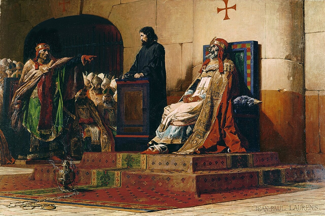 “El juicio al cadáver del papa Formoso” (1870), de Jean-Paul Laurens, en el Museo de Arte de Nantes, Francia