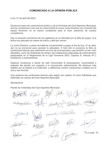 Plantel femenino de Deportivo Municipal