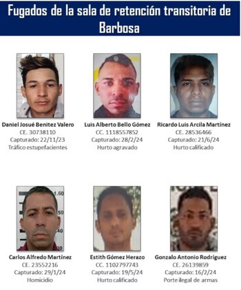 Seis delincuentes se fugaron de la estación de Policía de Barbosa, Santander, rompiendo los muros de la edificación - crédito Policía de Santander