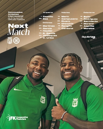 El delantero comandará a un elenco renovado para medirse a Cruz Azul, en un partido que servirá como termómetro internacional y oportunidad ideal para jóvenes talentos que suman minutos importantes durante la fecha Fifa - crédito Atlético Nacional/X