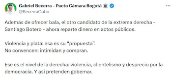 Gabriel Becerra sobre campaña de Santiago Boteroy la entrega de dinero - crédito @BecerraGabo/X