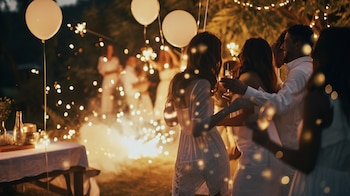 Un grupo de personas festeja en un patio - (Imagen Ilustrativa Infobae)