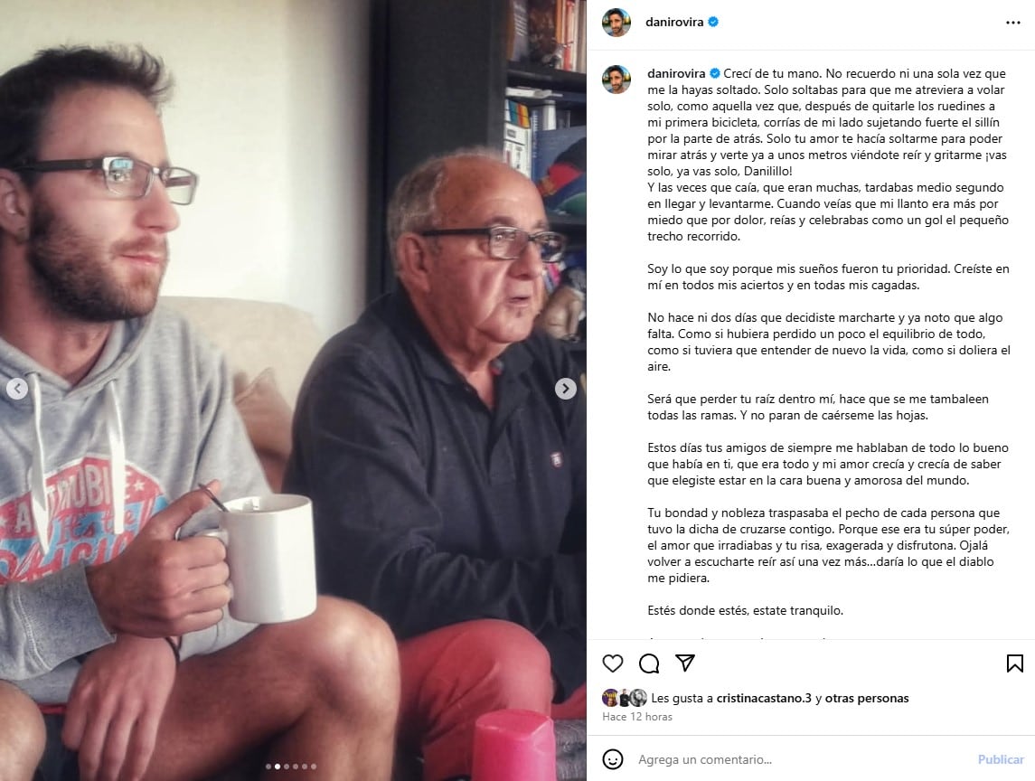 Dani Rovira ha compartido la muerte de su padre a través de sus redes sociales. (Instagram)