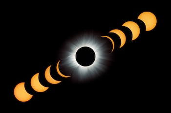 Secuencia completa de un eclipse total de Sol. (Fred Espenak / IGN)