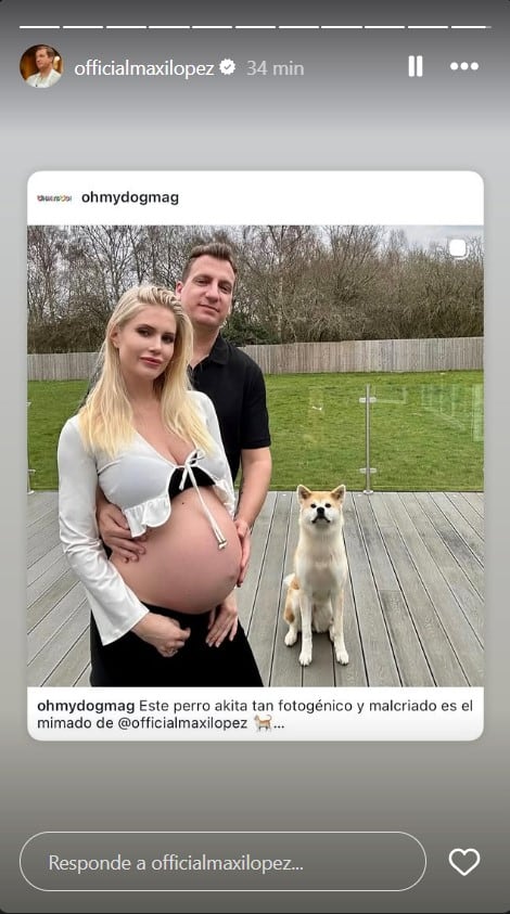 Maxi López mostró a Kika, la perra Akita Inu, como la quinta integrante de su familia junto a Daniela Christiansson
