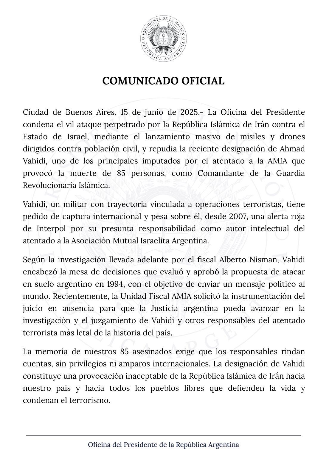 El comunicado del Gobierno