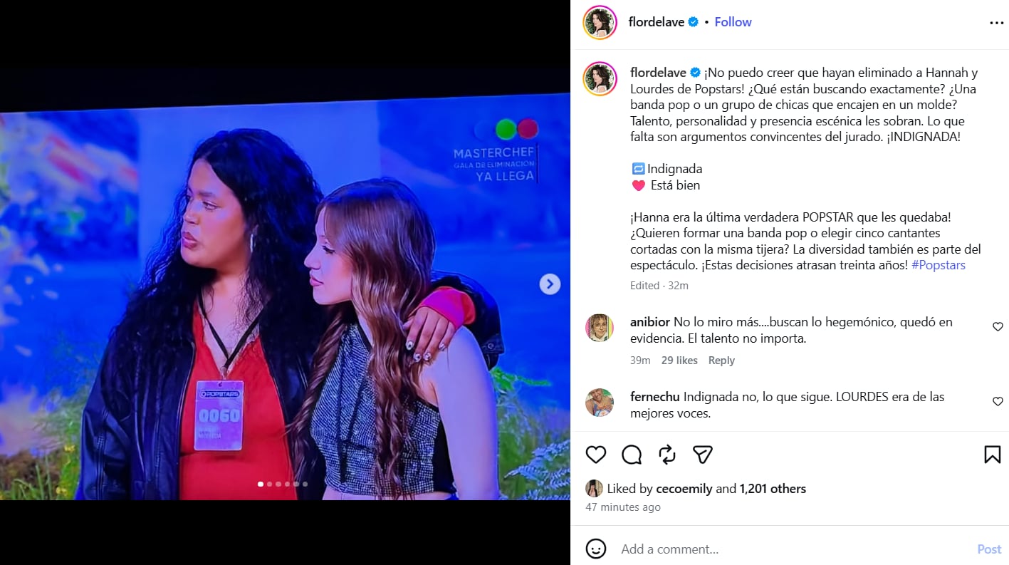 Flor de la V cuestionó la decisión del jurado en redes sociales y afirmó que la resolución carece de argumentos convincentes