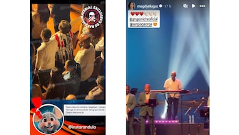 Dos capturas de pantalla. Una muestra al público en un concierto; la otra, al productor Sergio George tocando un teclado en un escenario con Grupo Niche