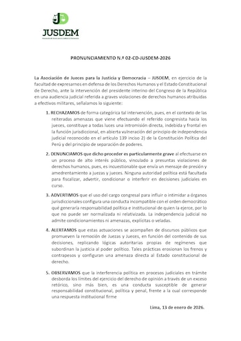 Pronunciamiento de la Asociación de