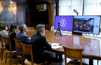 Mario Lugones en videollamada con