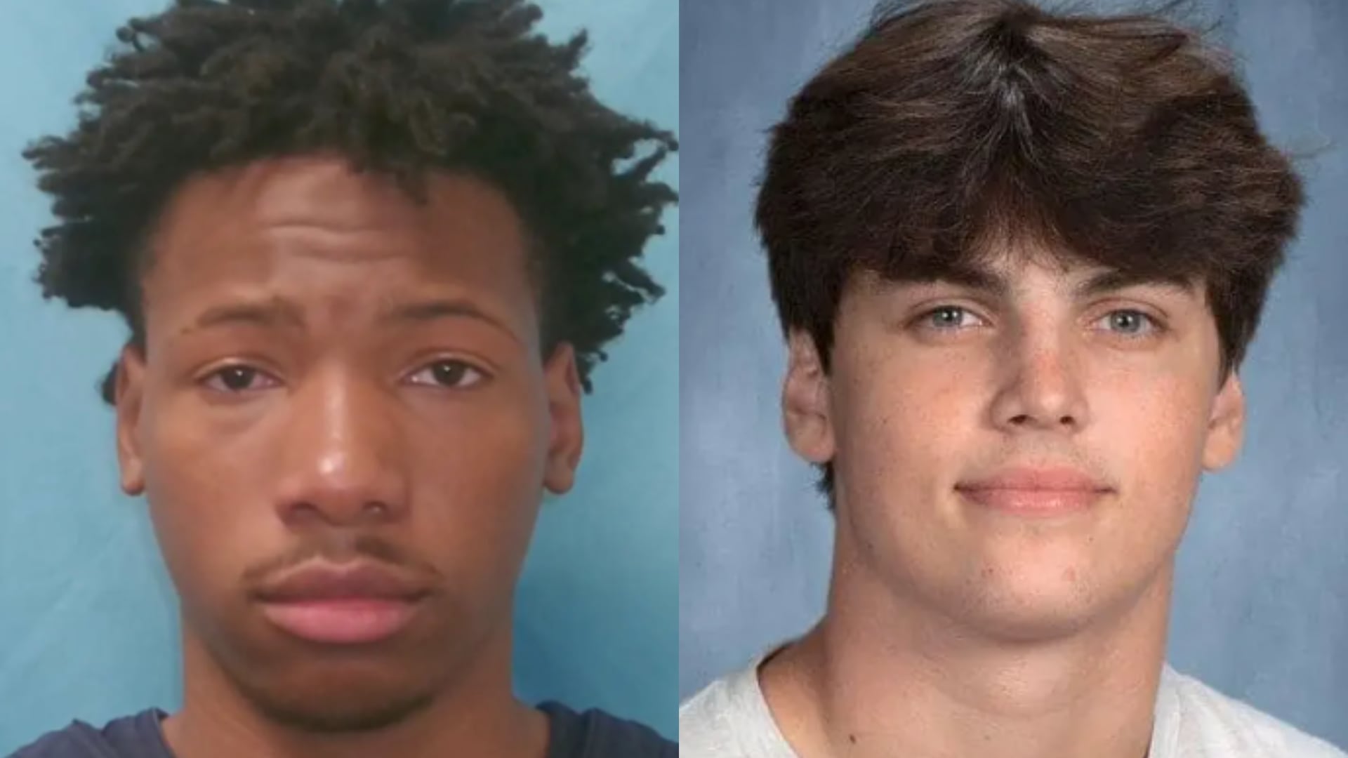 Karmelo Anthony y Austin Metcalf, ambos estudiantes de secundaria, estuvieron involucrados en un altercado fatal durante una competencia atlética escolar (Frisco Police Department/Meghan Prall Metcalf/Facebook)